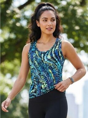 be inspired Blue Multi-Print Athletic Tank